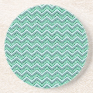 Dessous De Verre En Grès Motif vert facetté de Chevron