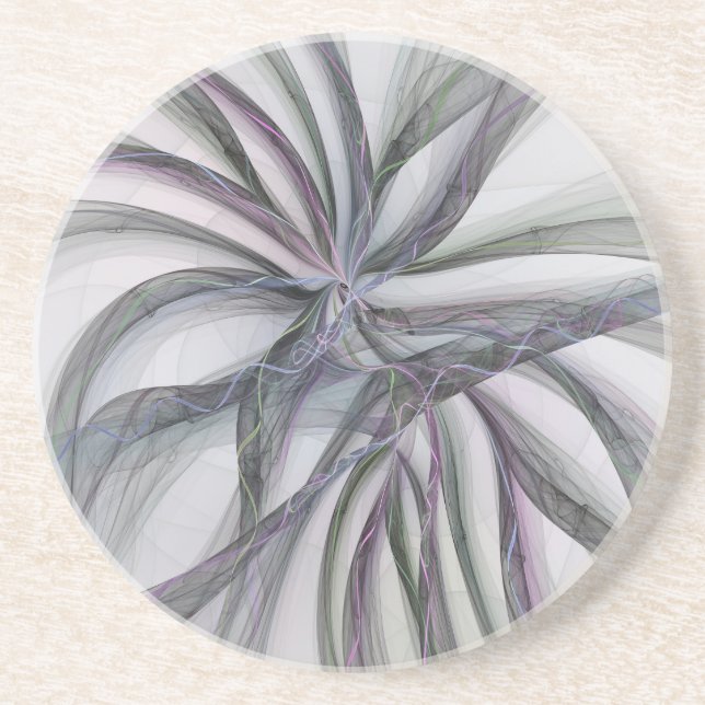 Dessous De Verre En Grès Motions Filigree Moderne Abstrait pivotant Fractal (Devant)