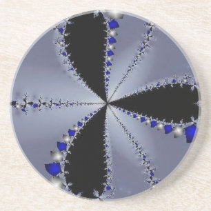 Dessous De Verre En Grès Moulin à vent bleu et argent