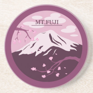 Dessous De Verre En Grès Mt. Fuji (rose)