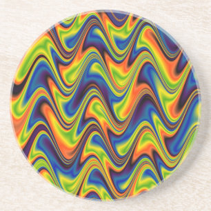 Dessous De Verre En Grès Multicolor Abstrait