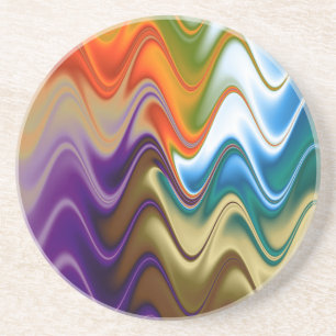 Dessous De Verre En Grès Multicolor Abstrait