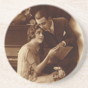 Dessous De Verre En Grès Musique Romantique Vintage, Amoureux de l'Amour et