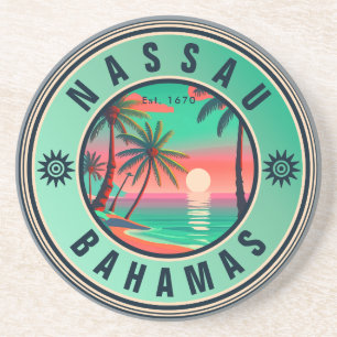 Dessous De Verre En Grès Nassau Bahamas Retro Voyage Souvenir 1950