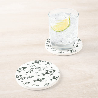 Dessous De Verre En Grès Natation contre le courant noir et blanc