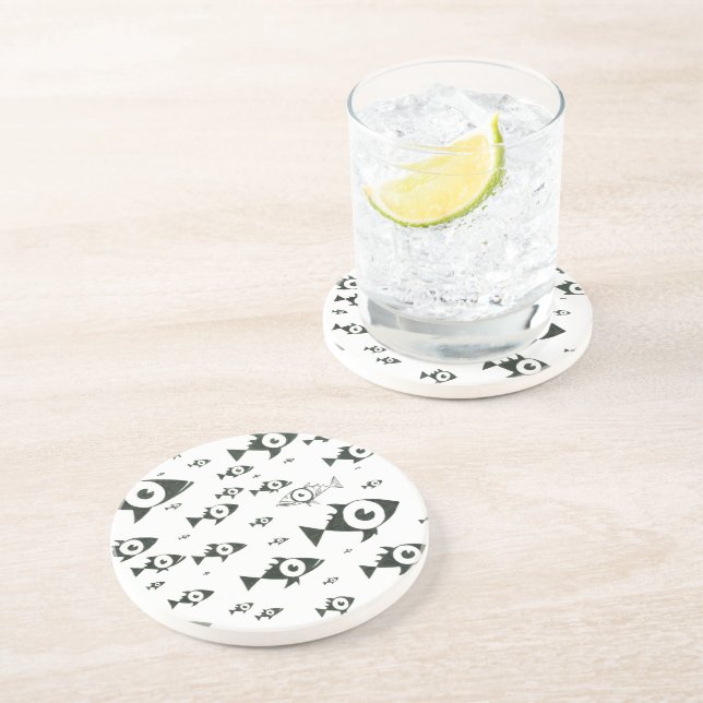 Dessous De Verre En Grès Natation contre le courant noir et blanc (Côté)