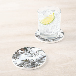 Dessous De Verre En Grès Neige Abstraite