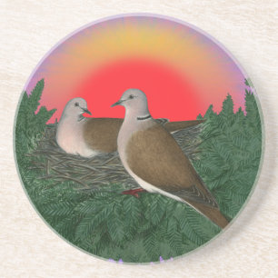 Dessous De Verre En Grès Nesting Doves