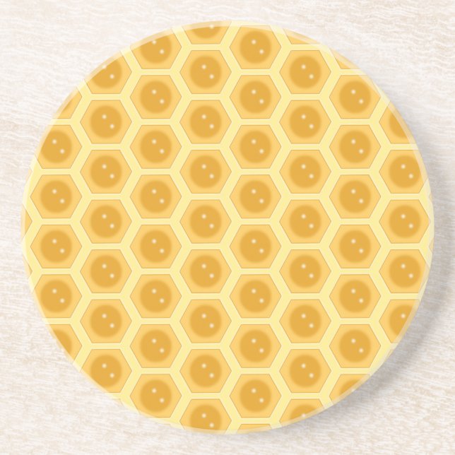 Dessous De Verre En Grès Nid d'abeille sur jaune (Devant)