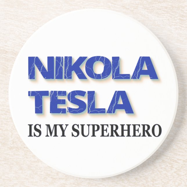 Dessous De Verre En Grès Nikola Tesla est mon super-héros (Devant)
