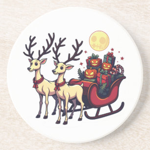 Dessous De Verre En Grès Noël à Halloween Reindeer Citrouille présente