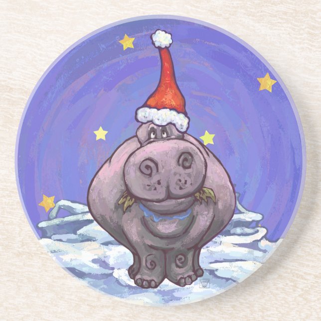 Dessous De Verre En Grès Noël Hippopotame (Devant)