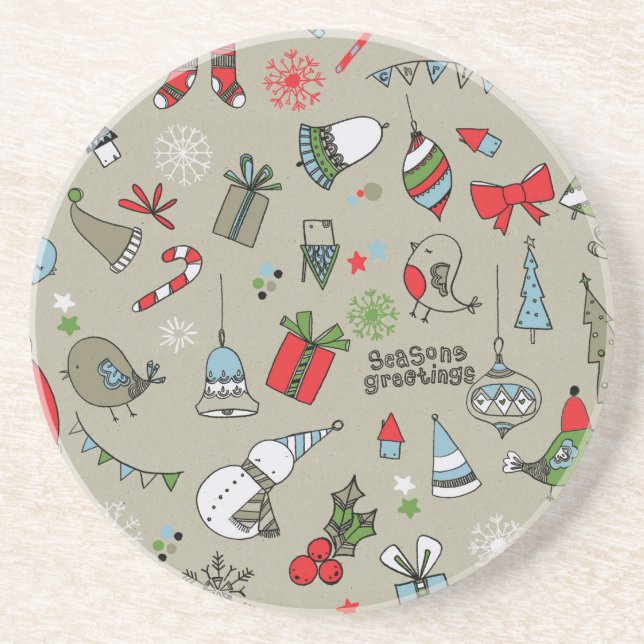 Dessous De Verre En Grès Noël Noël Noël motif (Devant)