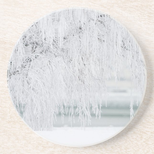 Dessous De Verre En Grès Noël vacances hiver neige (Devant)