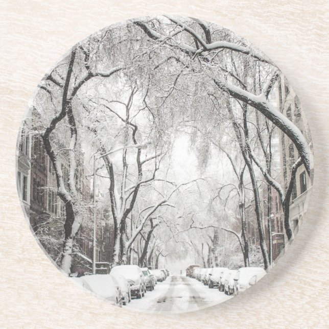 Dessous De Verre En Grès Noël vacances hiver neige (Devant)
