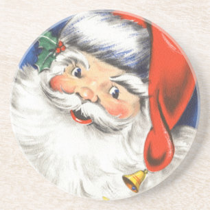 Dessous De Verre En Grès Noël Vintage, joyeux Père Noël avec de la musique