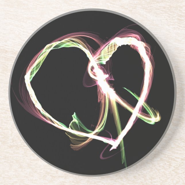 Dessous De Verre En Grès Noir de paix et d'amour (Devant)