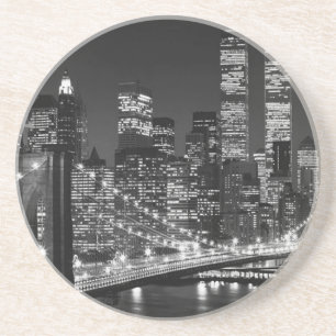 Dessous De Verre En Grès Noir et blanc New York City