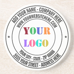 Dessous De Verre En Grès Nom du logo du texte personnalisé Adresse Site Web
