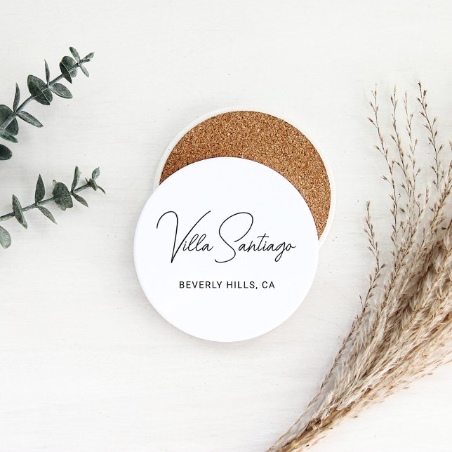 Dessous De Verre En Grès Nom moderne personnalisé de la résidence (Créateur téléchargé)