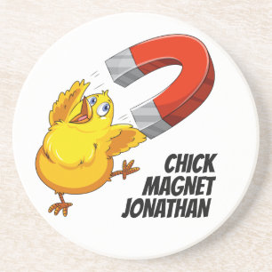 Dessous De Verre En Grès Nom personnalisé Chick Magnet