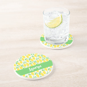 Dessous De Verre En Grès Nom personnalisé motif citron