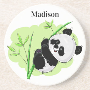 Dessous de verre en grès nom personnalisé Panda mi
