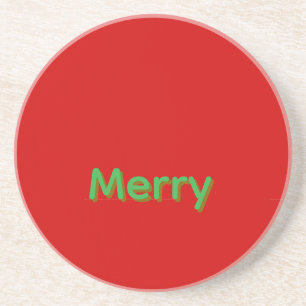 Dessous De Verre En Grès Nom vert joyeux sur fond rouge