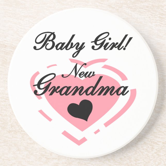 Dessous De Verre En Grès Nouvelle mamie Bébé Fille Coeur Rose Cadeaux (Devant)