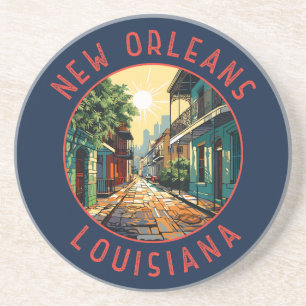 Dessous De Verre En Grès Nouvelle-Orléans Louisiane Retro Cercle en détress