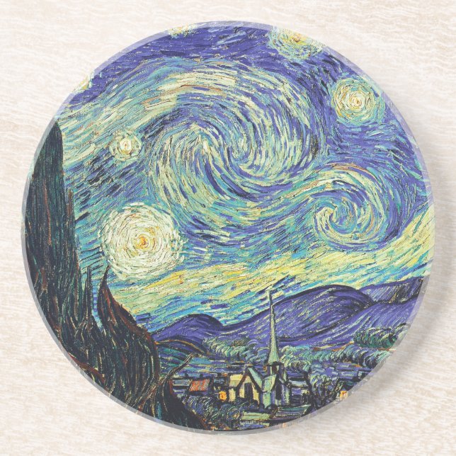 Dessous De Verre En Grès Nuit étoilée par van Gogh (Devant)