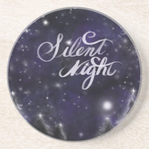 Dessous De Verre En Grès Nuit silencieuse - romantique Fête de neige
