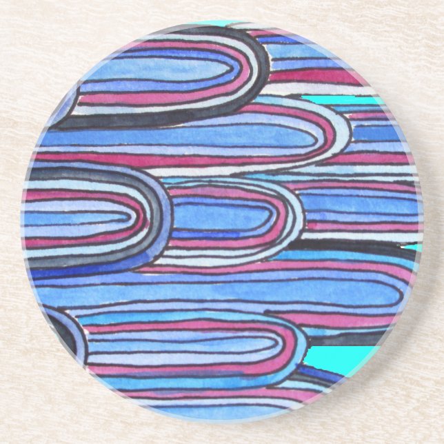 Dessous De Verre En Grès Ocean Waves aqua blue pattern (Devant)