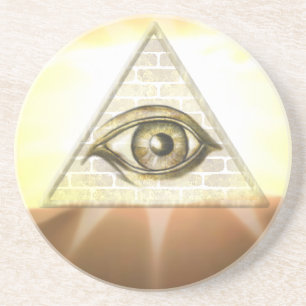 Dessous De Verre En Grès Oeil du rayon de soleil de Providence