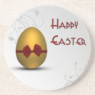 Dessous De Verre En Grès OEuf de Pâques doré avec Motif de fleurs de cou