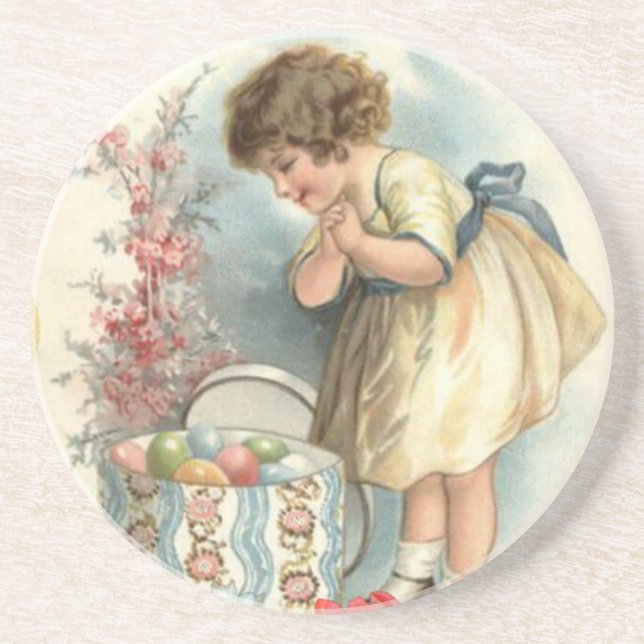 Dessous De Verre En Grès oeufs de pâques victoriens (Devant)