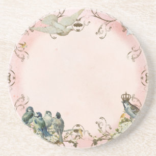 Dessous De Verre En Grès Oiseaux boisés enchantés Dove Swirl Personnalisé