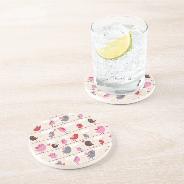 Dessous De Verre En Grès Oiseaux dans l'amour (Côté)