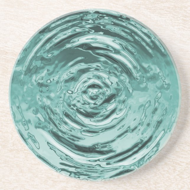 Dessous De Verre En Grès Ondulation Teal de l'eau (Devant)