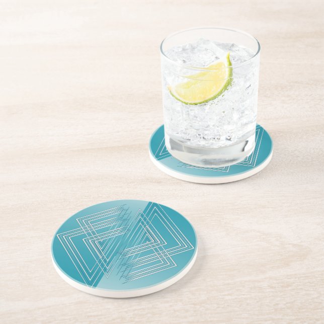 Dessous De Verre En Grès Opal Turquoise blanc (Côté)
