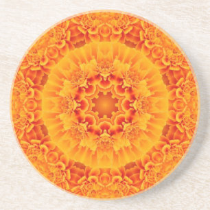 Dessous De Verre En Grès Orange Marigold Mandala