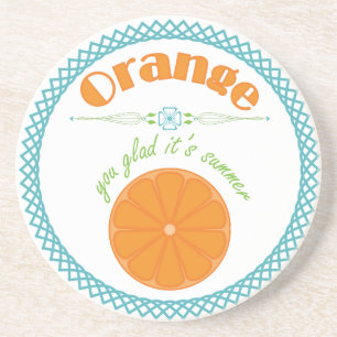 Dessous De Verre En Grès Orange You Glace Son Été avec Frontière Turquoise