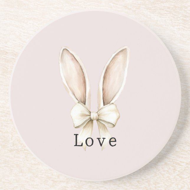 Dessous De Verre En Grès Oreilles de lapin de Pâques Arc Amour (Devant)
