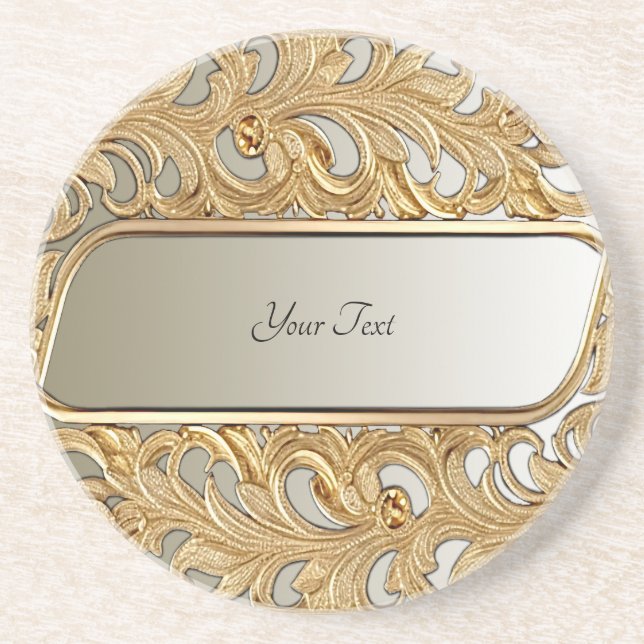 Dessous de verre en grès orné d'or moderne (Devant)