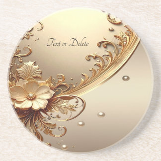 Dessous de verre en grès orné floral doré