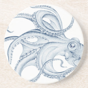 Dessous De Verre En Grès Otopus bleu Cephalopod Craken Encre
