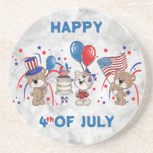 Dessous De Verre En Grès Ours patriotiques 4 juillet