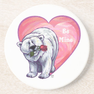 Dessous De Verre En Grès Ours polaire Saint Valentin