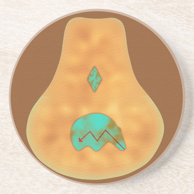 Dessous De Verre En Grès Ours Zuni Turquoise d'Amérique (Devant)