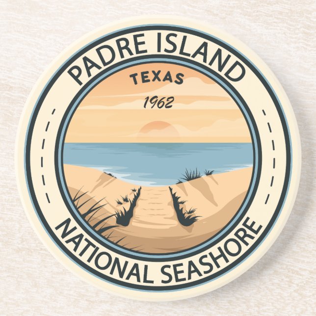 Dessous De Verre En Grès Padre Island National Seashore Texas Badge (Devant)